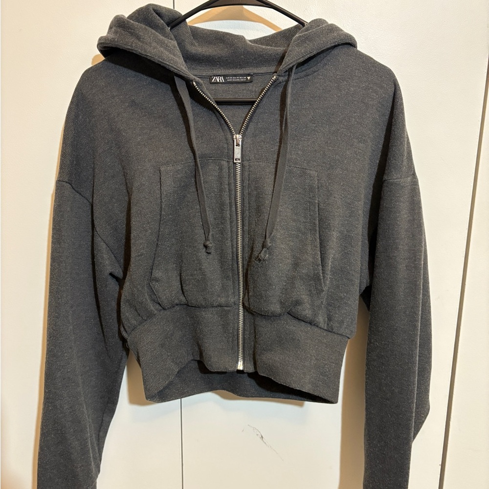 Zara Charcoal Women's Zip-Up Hoodie